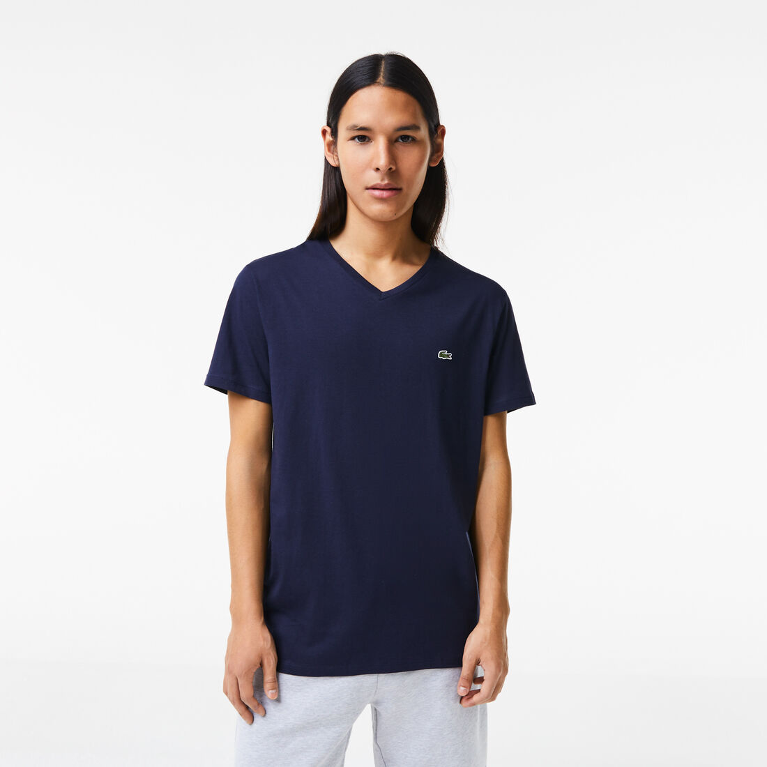 Lacoste - Pima Cotton Jersey T-Shirt, V-Neck - Navy