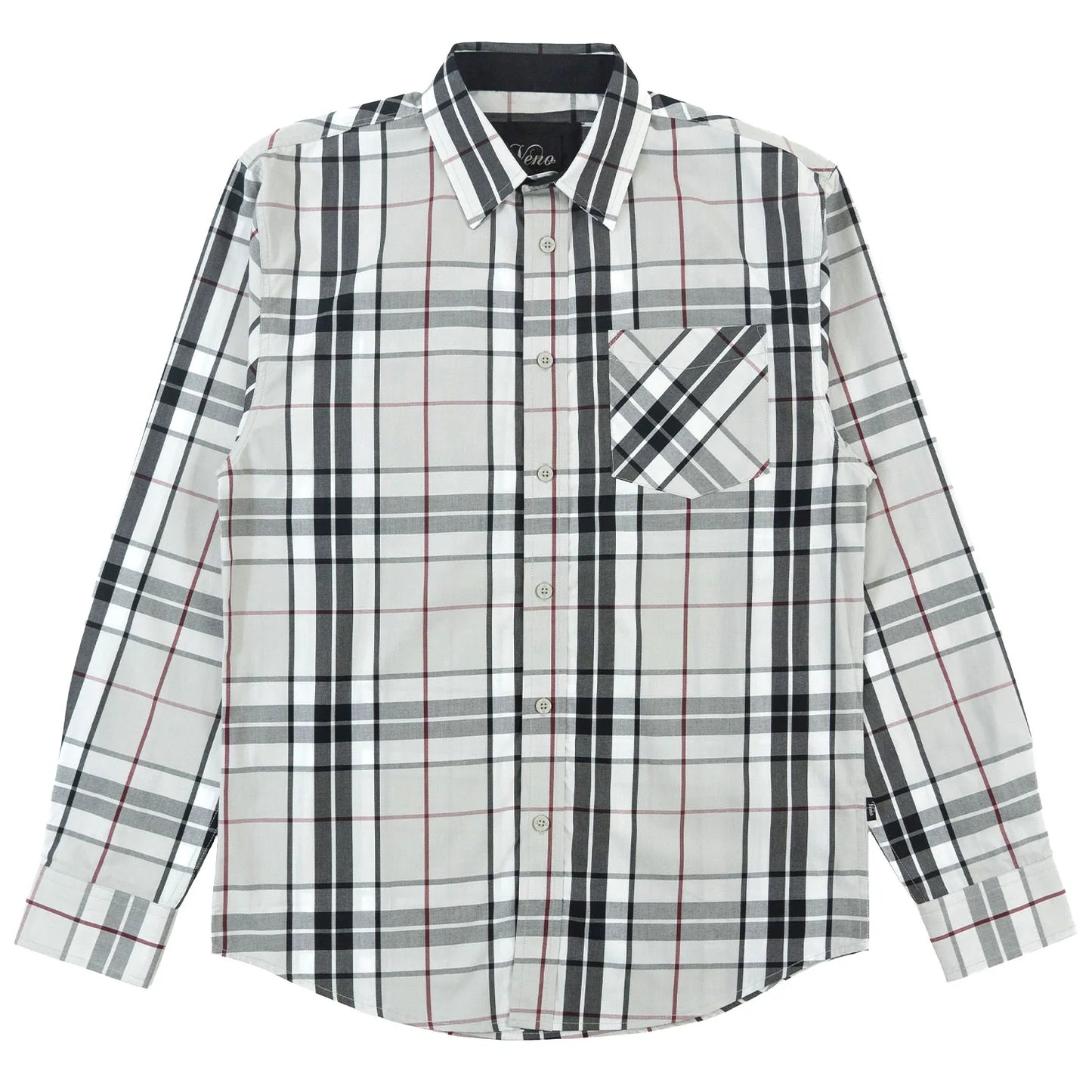 VENO Brandon Long sleeves Plaid Shirt - GRAY (V1826)