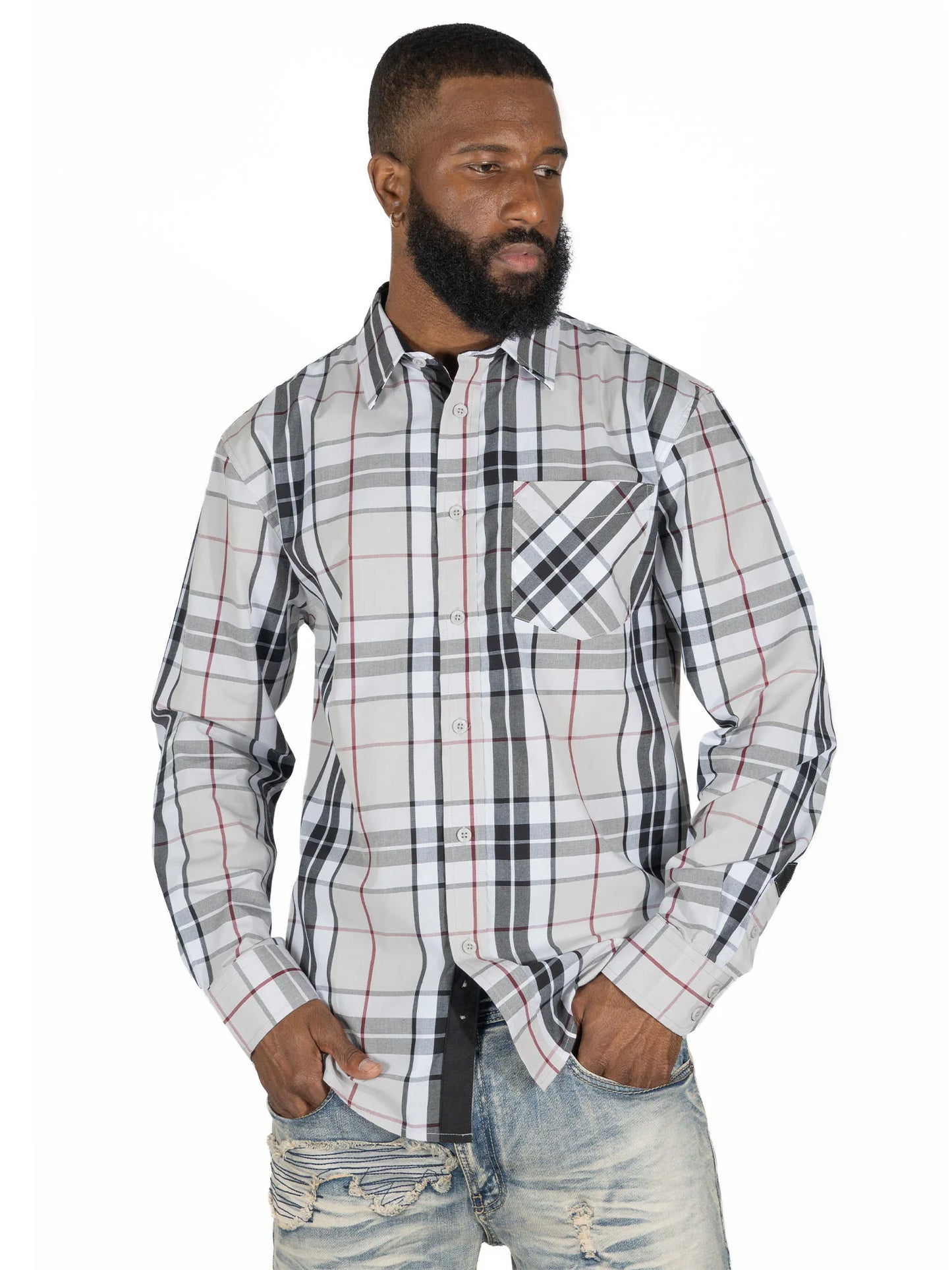 V1826 VENO BRANDON LONG SLEEVES PLAID SHIRT