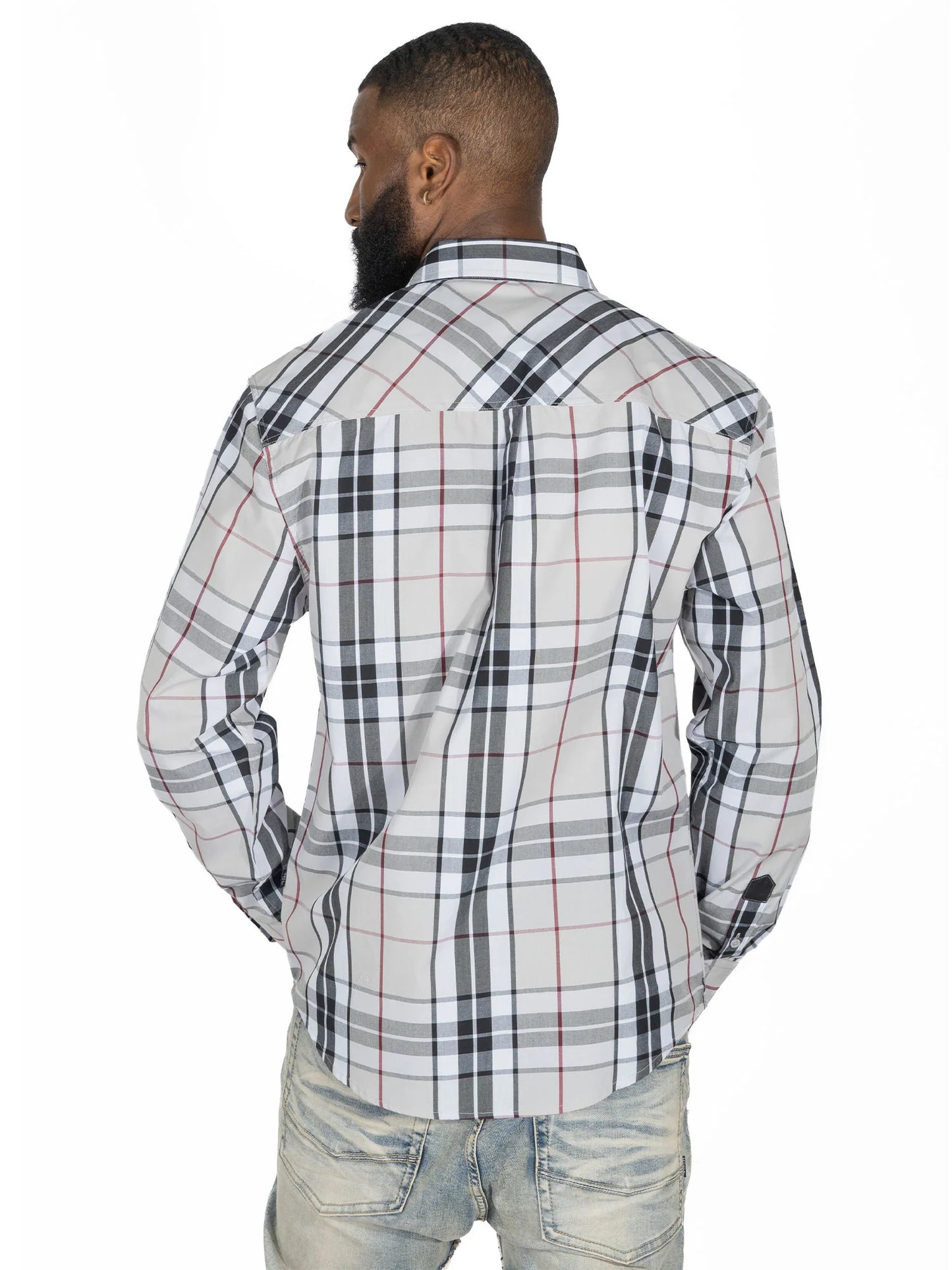 VENO Brandon Long sleeves Plaid Shirt - GRAY (V1826)