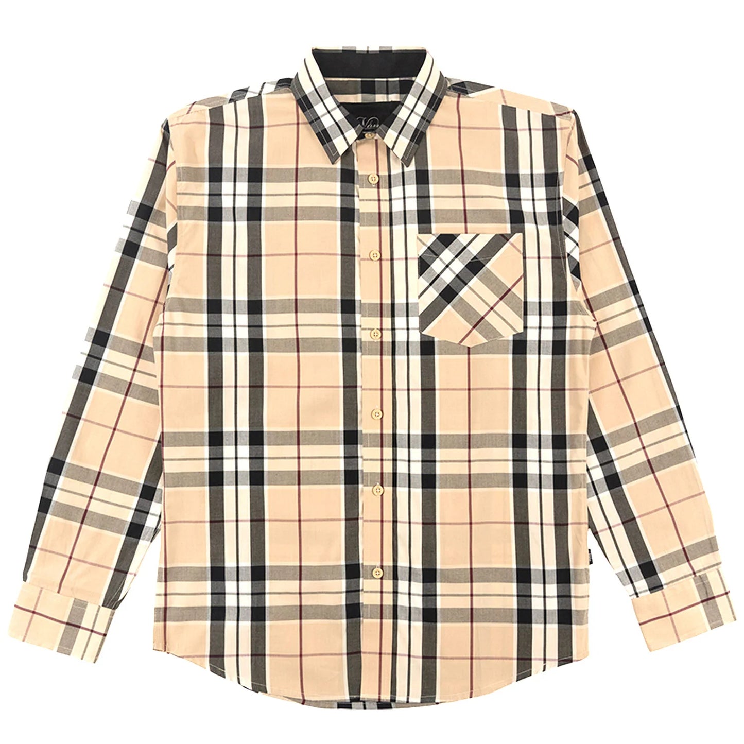 VENO Brandon Long sleeves Plaid Shirt - Khaki ( V1826 )