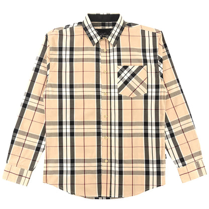 VENO Brandon Long sleeves Plaid Shirt - Khaki ( V1826 )