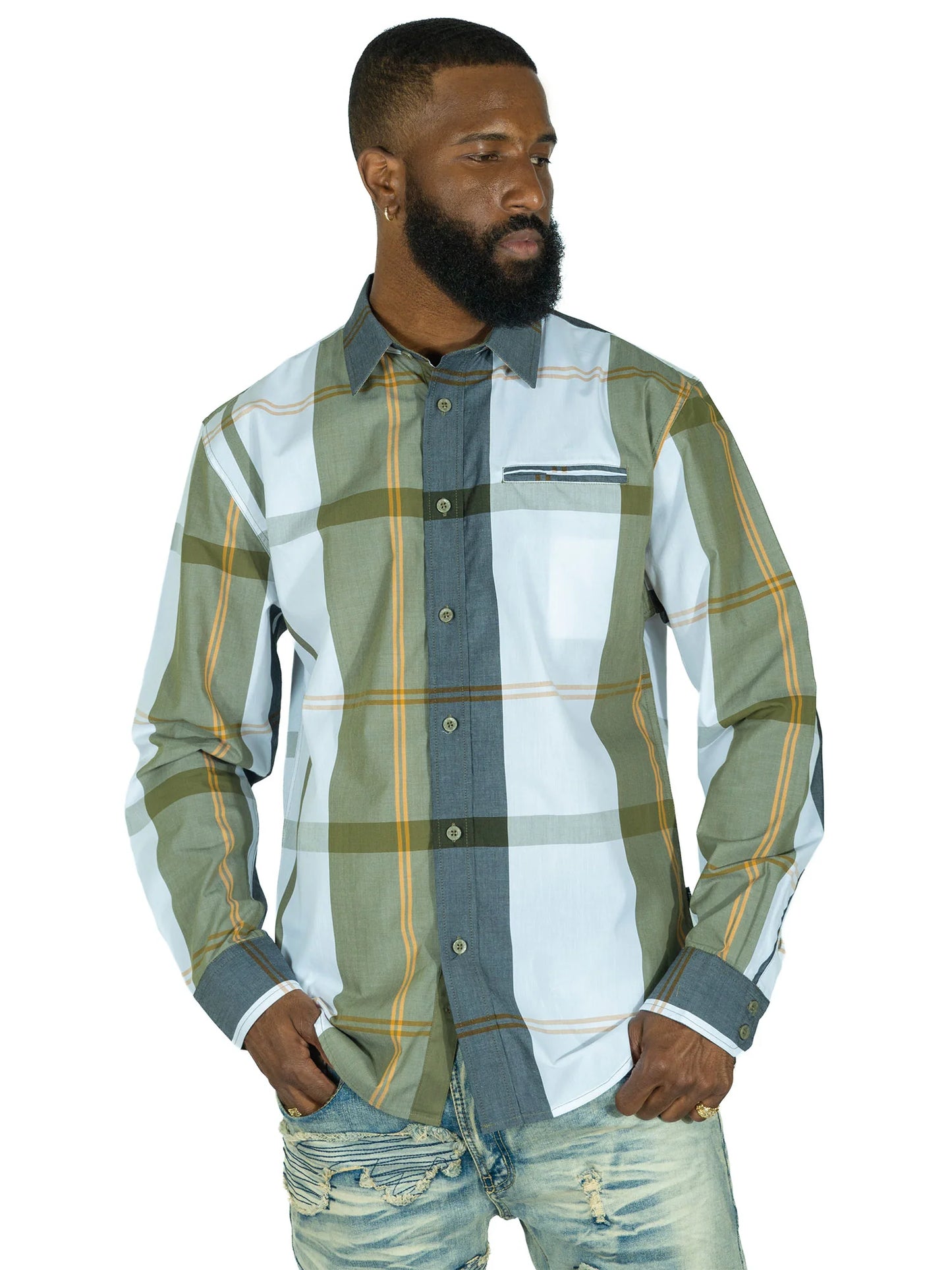 V1829 VENO COLTON LONGSLEEVES PLAID SHIRT