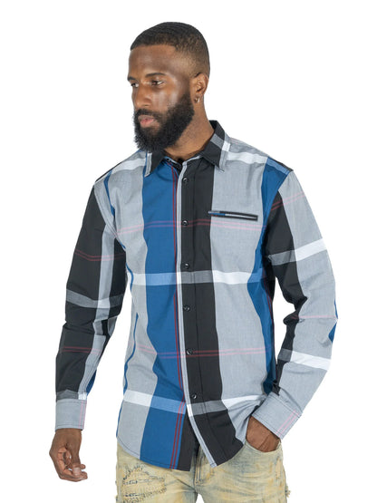V1829 VENO COLTON LONGSLEEVES PLAID SHIRT