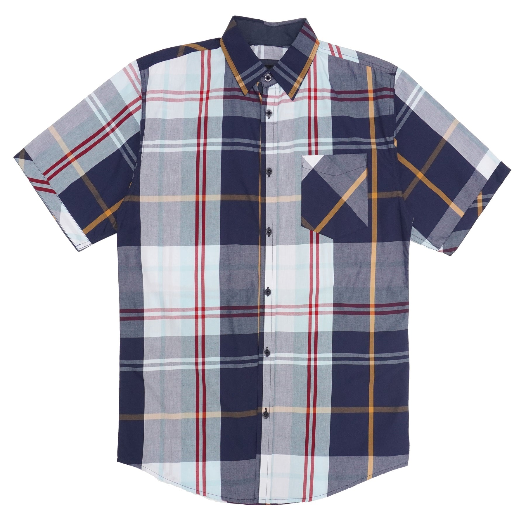 VENO Button-Down Plaid Short Sleeves