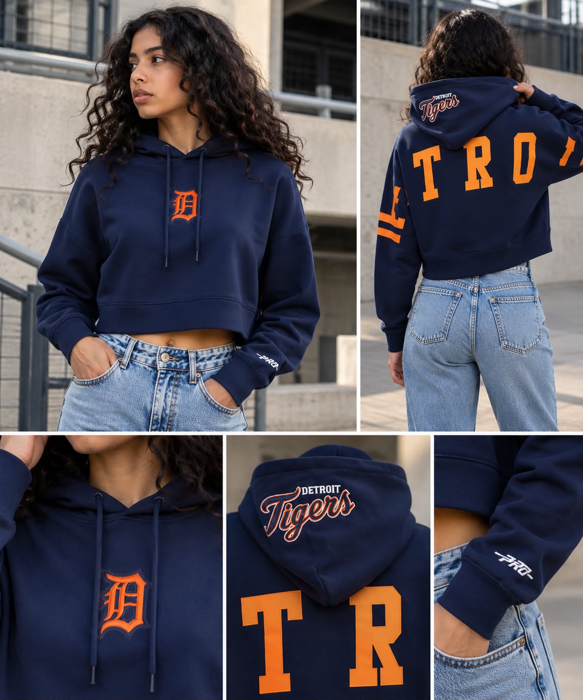 DETROIT TIGERS WINGSPAN WOMEN'S FLC CROPPED PO HOODIE