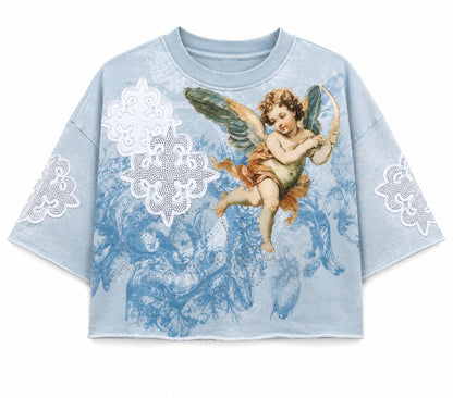 REDFOX WOMENS ANGEL FRENCH TERRY CROP TOP (TE1656)