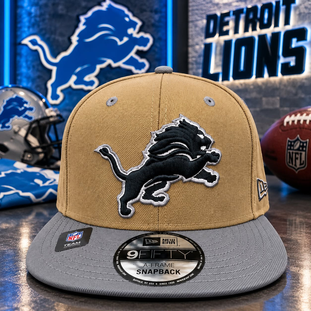 DETROIT LIONS KHAKI/STORM GRAY 75 SEASONS 9FIFTY CAP