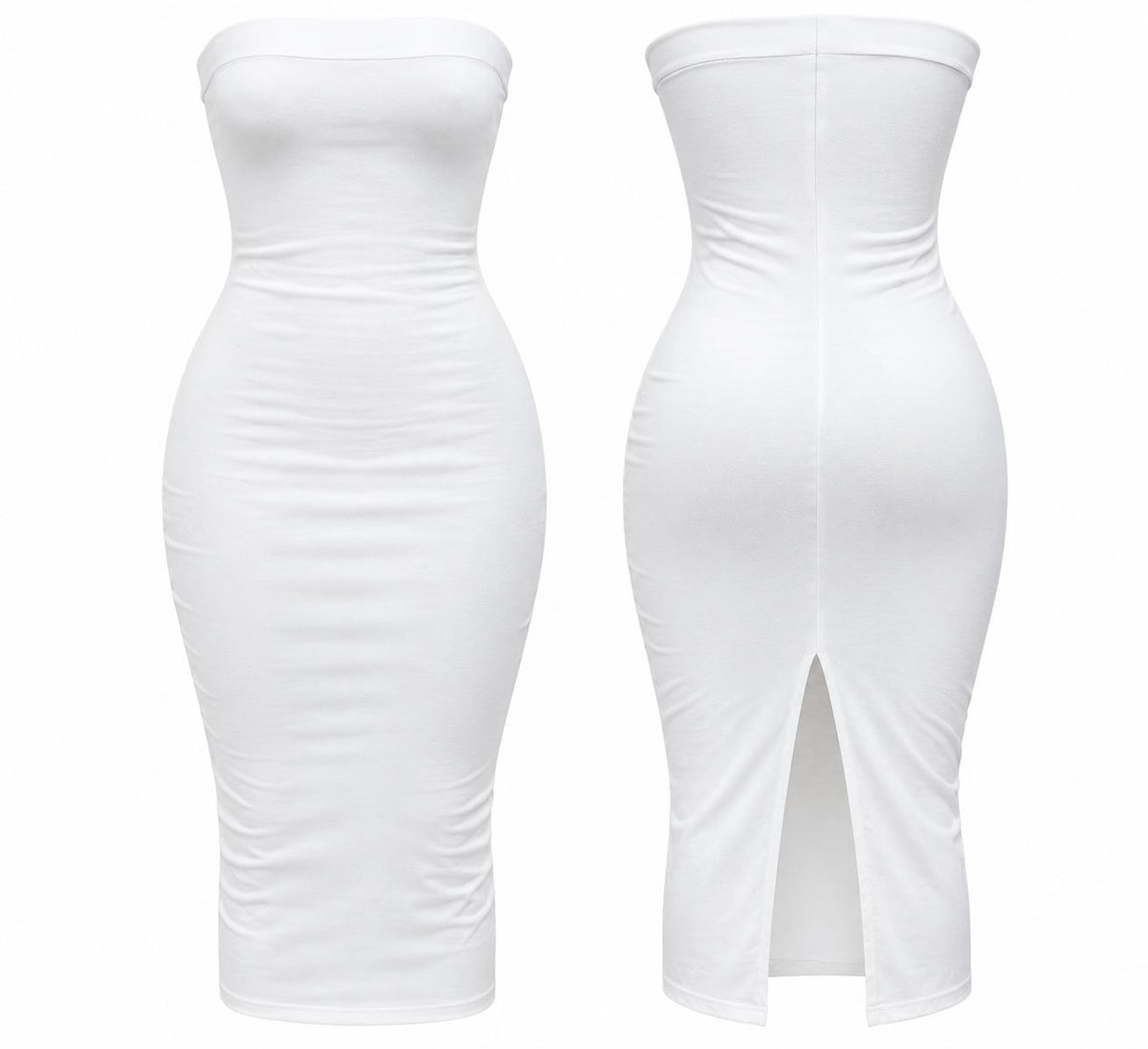 HOT & DELICIOUS WOMEN'S STRAPLESS  BODYCON MIDI DRESS