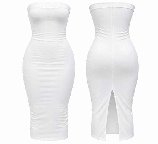 HOT & DELICIOUS WOMEN'S STRAPLESS  BODYCON MIDI DRESS