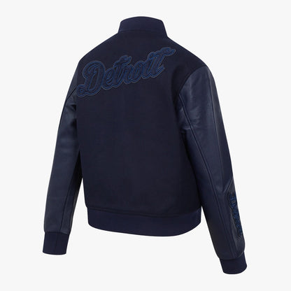 PRO STANDARD DETROIT TIGERS TRIPLE TONAL WOOL VARSITY JACKET, MIDNIGHT NAVY