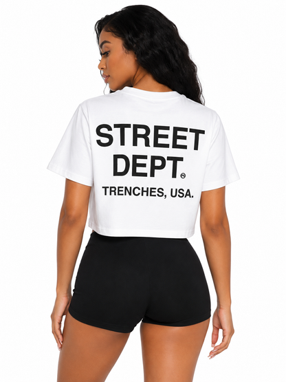 STREET DEPT TRENCHES WOMEN'S CROP TEE