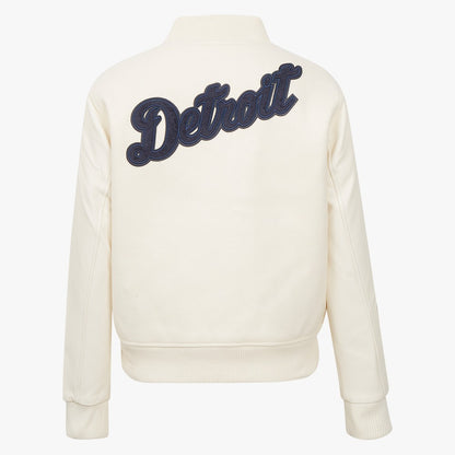 PRO STANDARD DETROIT TIGERS TRIPLE TONAL WOOL VARSITY JACKET, EGGSHELL