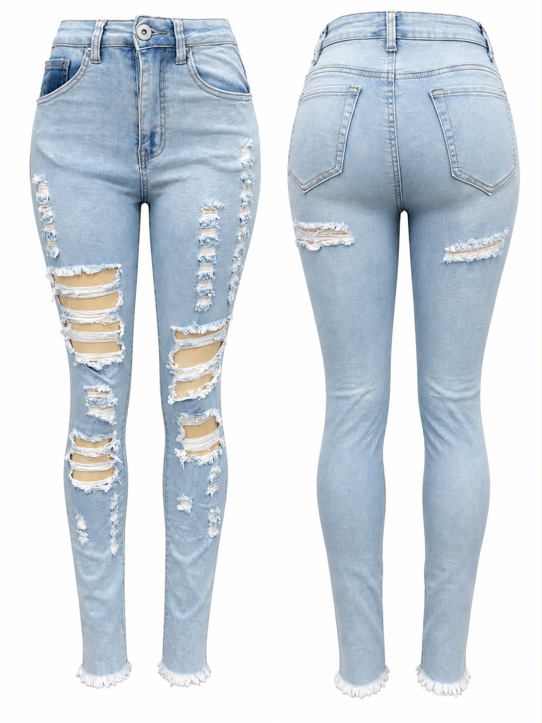 REDFOX WOMEN'S DESTROYED SKINNY JEANS (PA0522)