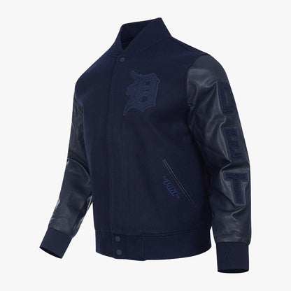 PRO STANDARD DETROIT TIGERS TRIPLE TONAL VARSITY JACKET, MIDNIGHT NAVY