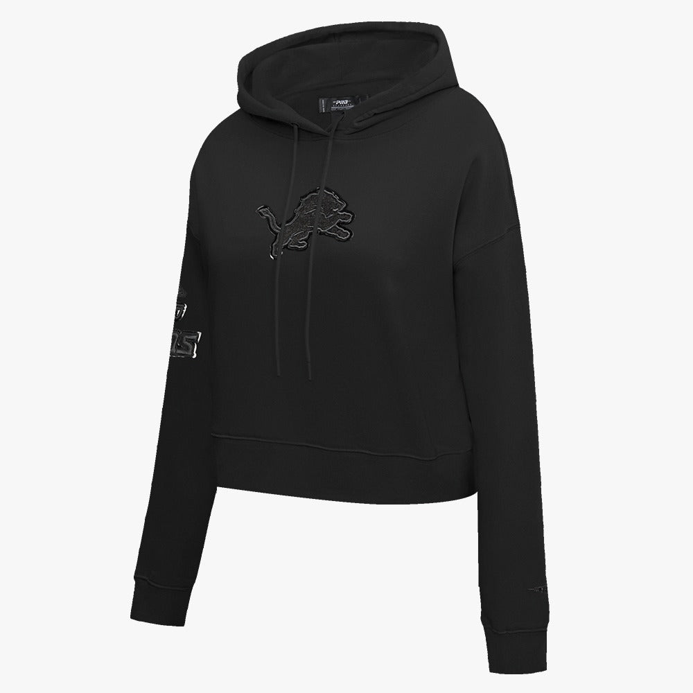 PRO STANDARD DETROIT LIONS TRIPLE BLACK FLC CROPPED PO HOODIE