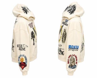 ROKU STUDIO WOMEN RISE ABOVE FADED CROPPED PULL OVER HOODIE(RKC482167)