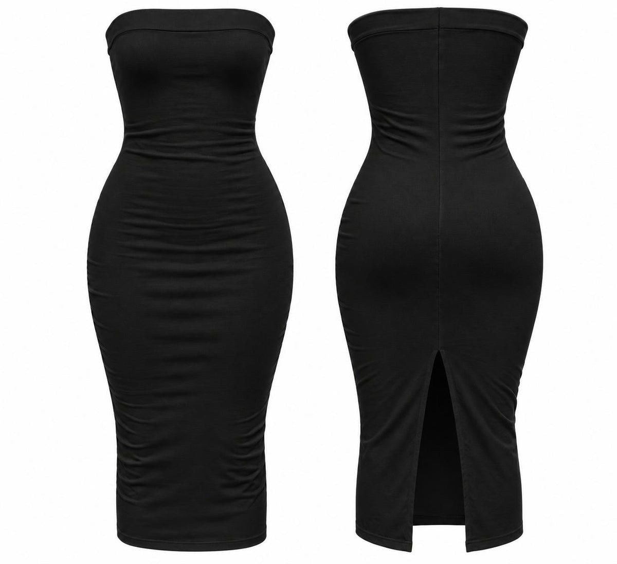 HOT & DELICIOUS WOMEN'S STRAPLESS  BODYCON MIDI DRESS