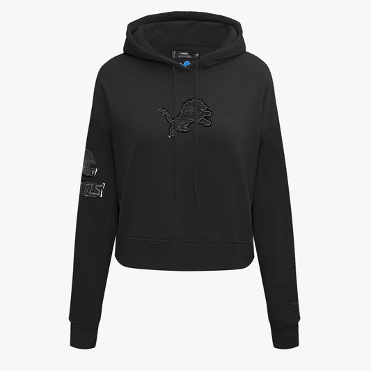 PRO STANDARD DETROIT LIONS TRIPLE BLACK FLC CROPPED PO HOODIE