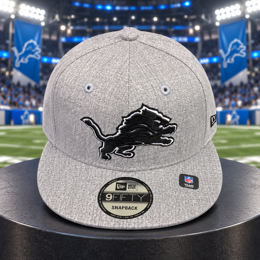 DETROIT LIONS HEATHER GRAY/BLACK/WHITE 9FIFTY SNAPBACK CAP
