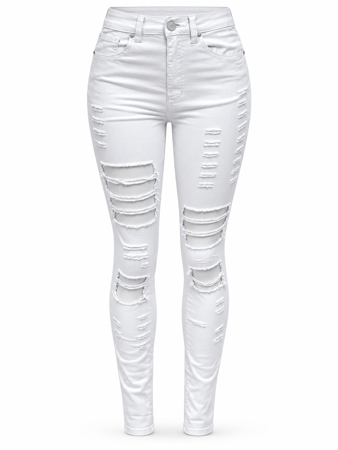 REDFOX WOMEN'S SHREDDED HIGH RISE JEANS (PA0522)