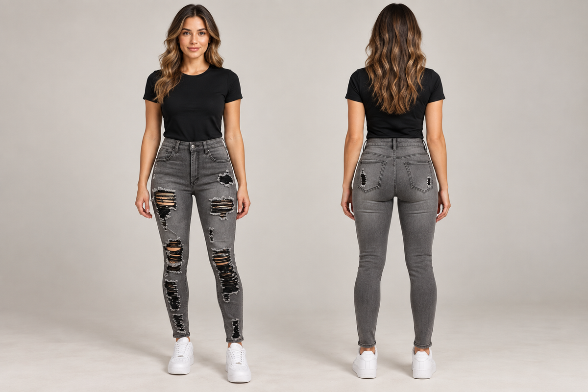 REDFOX WOMEN'S SHREDDED SKINNY JEANS (PA0903)