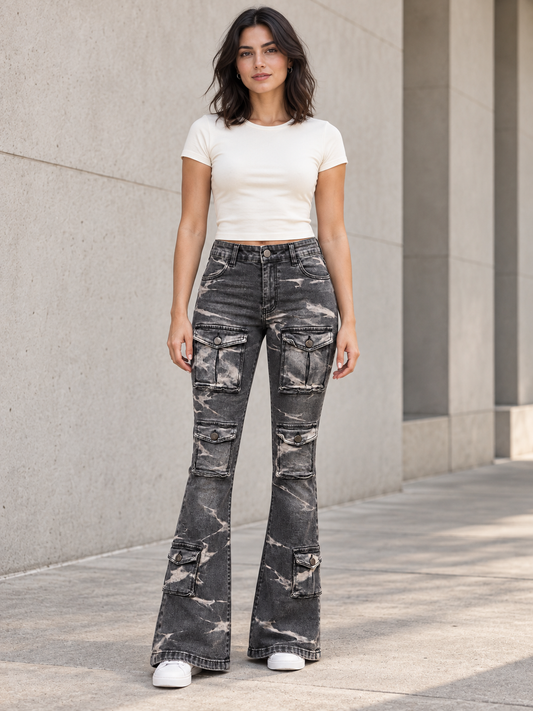 AMERICAN BAZI UTILITY FLARE JEANS