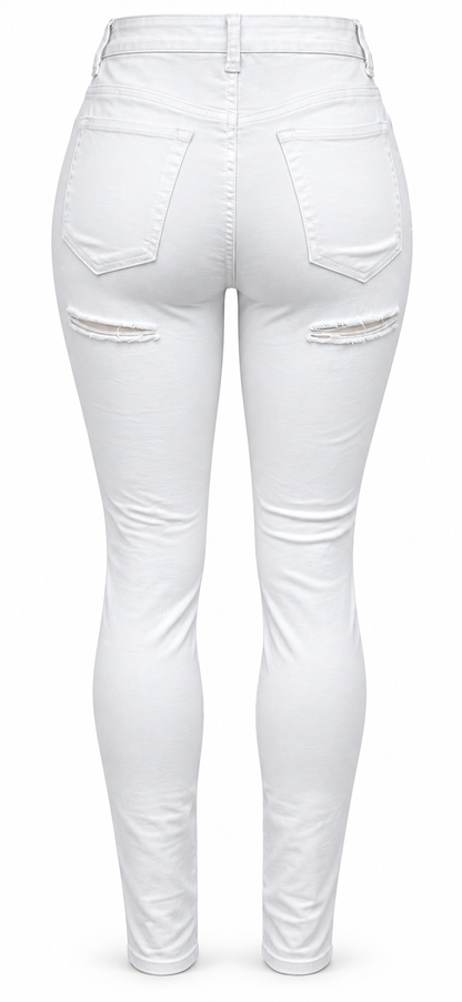 REDFOX WOMEN'S SHREDDED HIGH RISE JEANS (PA0522)