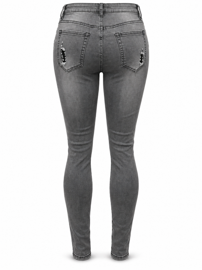 REDFOX WOMEN'S SHREDDED SKINNY JEANS (PA0903)