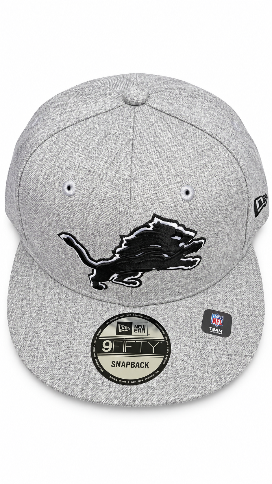 DETROIT LIONS HEATHER GRAY/BLACK/WHITE 9FIFTY SNAPBACK CAP