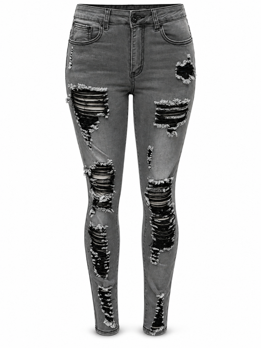 REDFOX WOMEN'S SHREDDED SKINNY JEANS (PA0903)