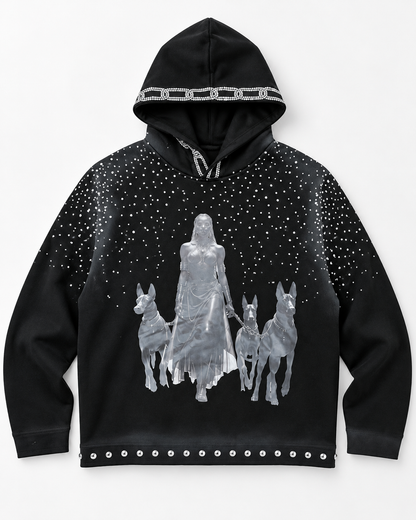 SD SPORT MEN'S MIDNIGHT GUARDIAN RHINESTONE GRAPHIC HOODIE