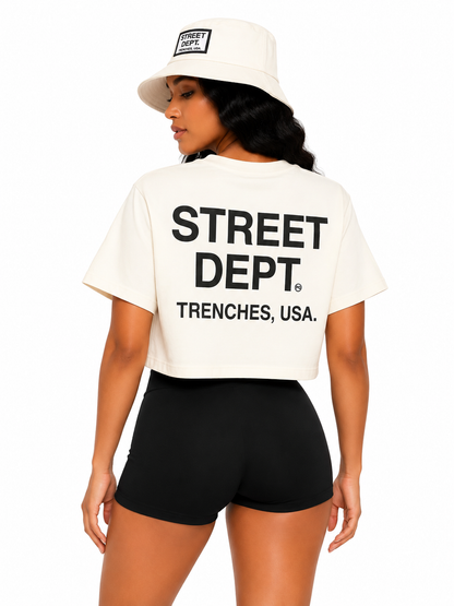 STREET DEPT TRENCHES WOMEN'S CROP TEE