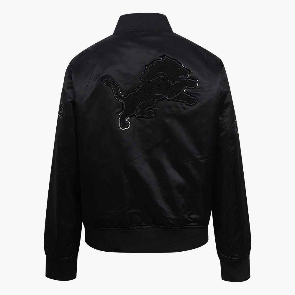 PRO STANDARD DETROIT LIONS TRIPLE BLACK SATIN JACKET