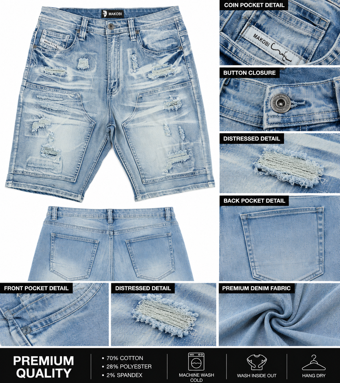 M904 MAKOBI PREGO DENIM SHORTS