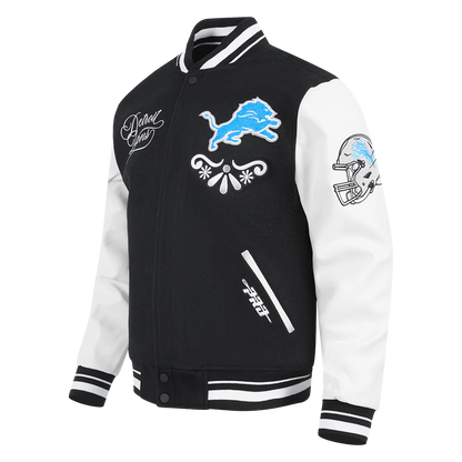 PRO STANDARD DETROIT LIONS SUGAR SKULL M RIB WOOL VARSITY JACKET