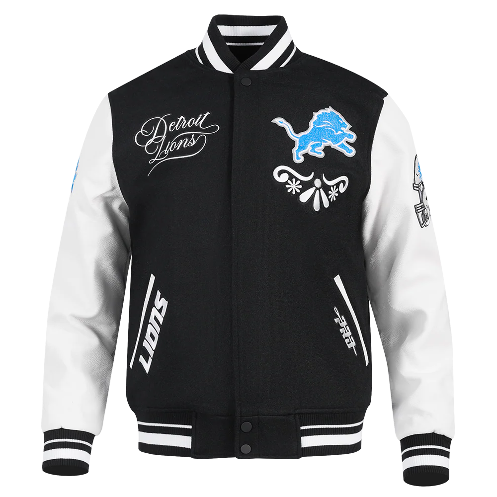 PRO STANDARD DETROIT LIONS SUGAR SKULL M RIB WOOL VARSITY JACKET