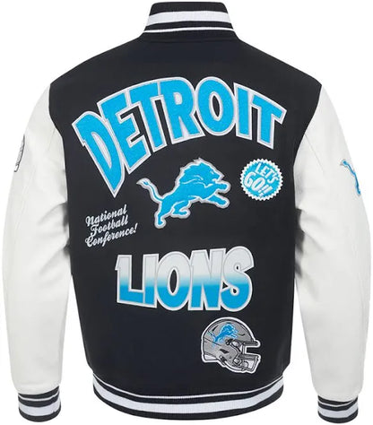 PRO STANDARD DETROIT LIONS TURN IT UP M RIB WOOL VARSITY JACKET