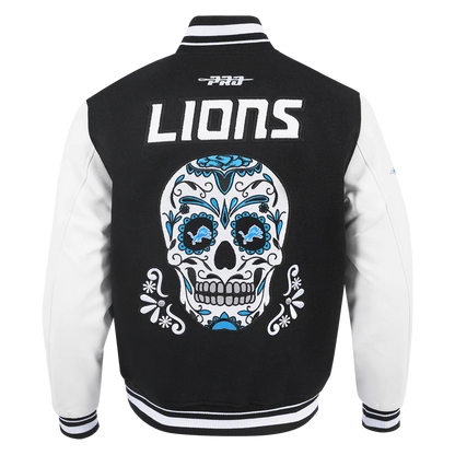 PRO STANDARD DETROIT LIONS SUGAR SKULL M RIB WOOL VARSITY JACKET