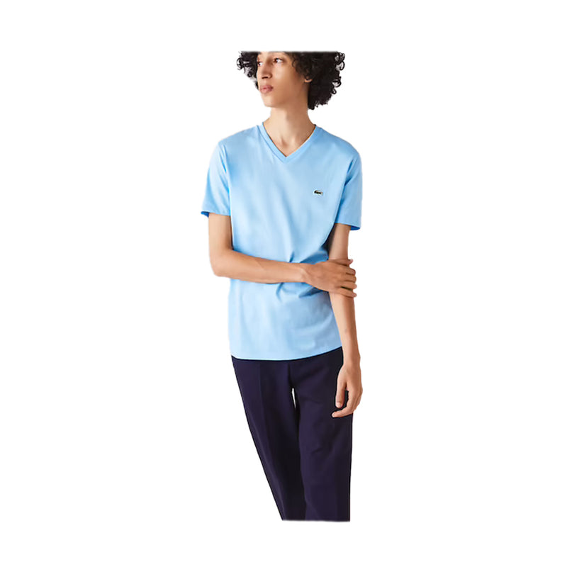 Lacoste - Pima Cotton Jersey T-Shirt, V-Neck - Light Blue