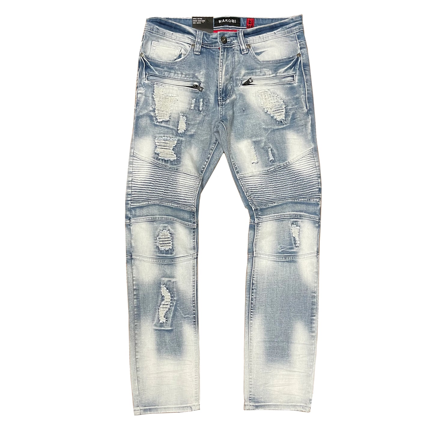 M1786 MAKOBI BIKER JEANS W/RIP REP