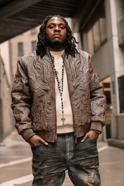 MAKOBI BIANCO VEGAN LEATHER JACKET- Brown