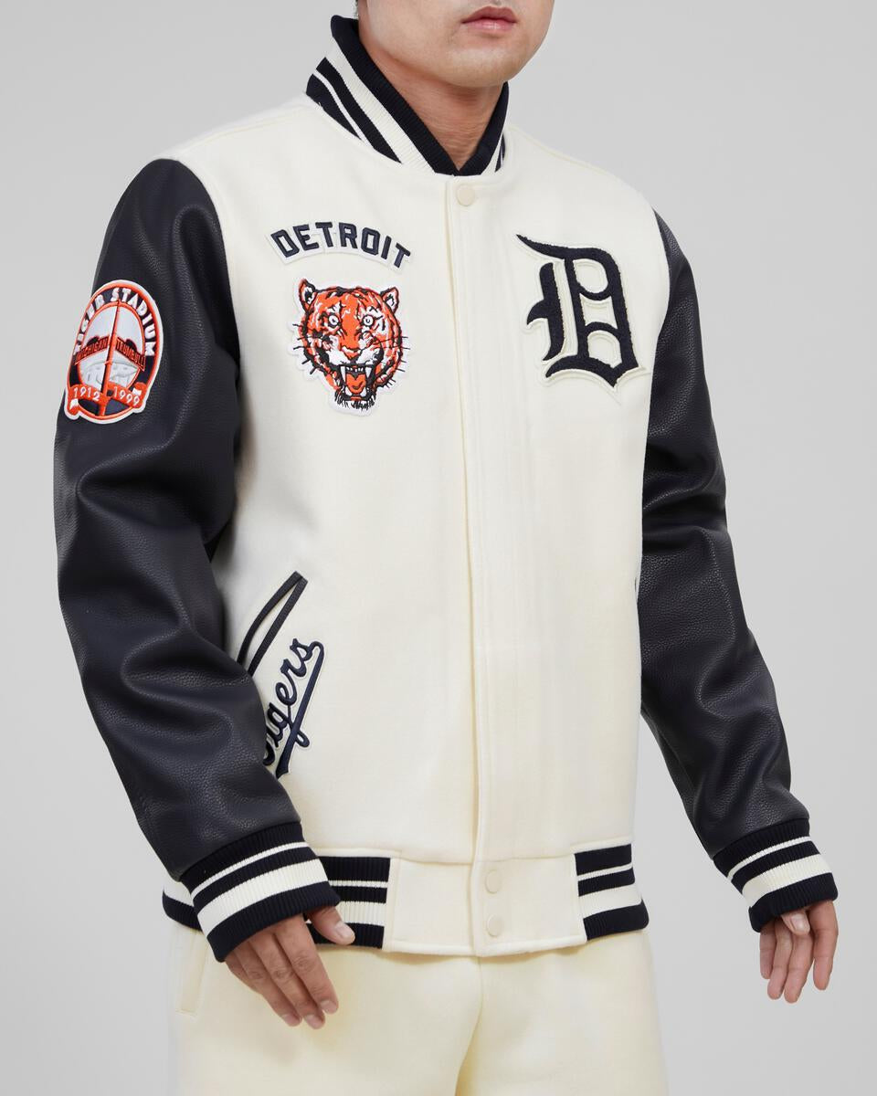 Pro Standard - Detroit Tigers Retro Classic Rib Wool Varsity Jacket - Eggshell/Navy