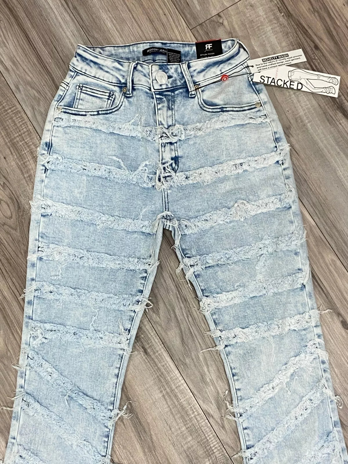 RED FOX WASH STACKED DENIM PANTS BLUE-(PA4454)