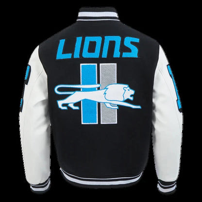 PRO STANDARD DETROIT LIONS RETRO MASH UP M RIB WOOL VARSITY JACKET