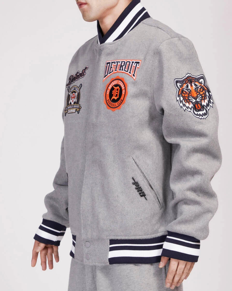PRO STANDARD DETROIT TIGERS CREST EMBLEM RIB WOOL VARSITY JACKET