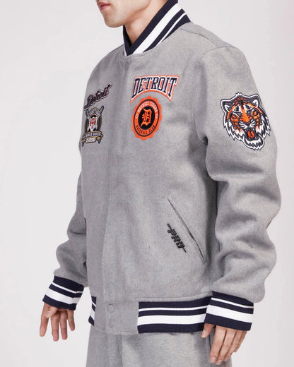 PRO STANDARD DETROIT TIGERS CREST EMBLEM RIB WOOL VARSITY JACKET