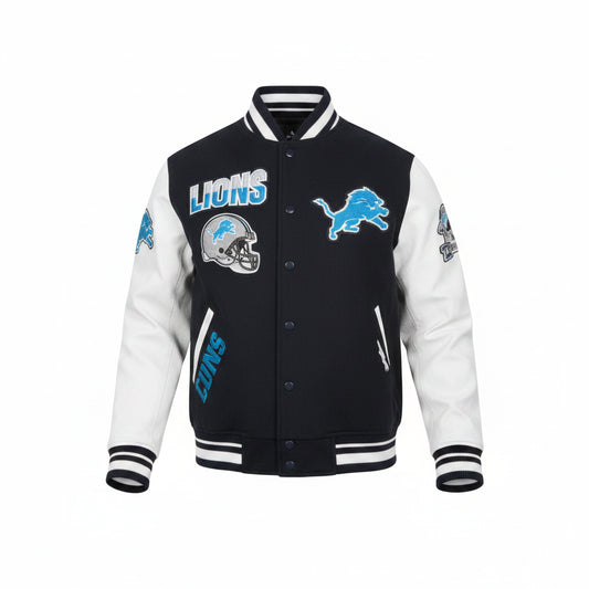 PRO STANDARD DETROIT LIONS TURN IT UP M RIB WOOL VARSITY JACKET