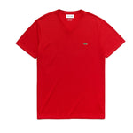 Lacoste - Pima Cotton Jersey T-Shirt, V-Neck - Red