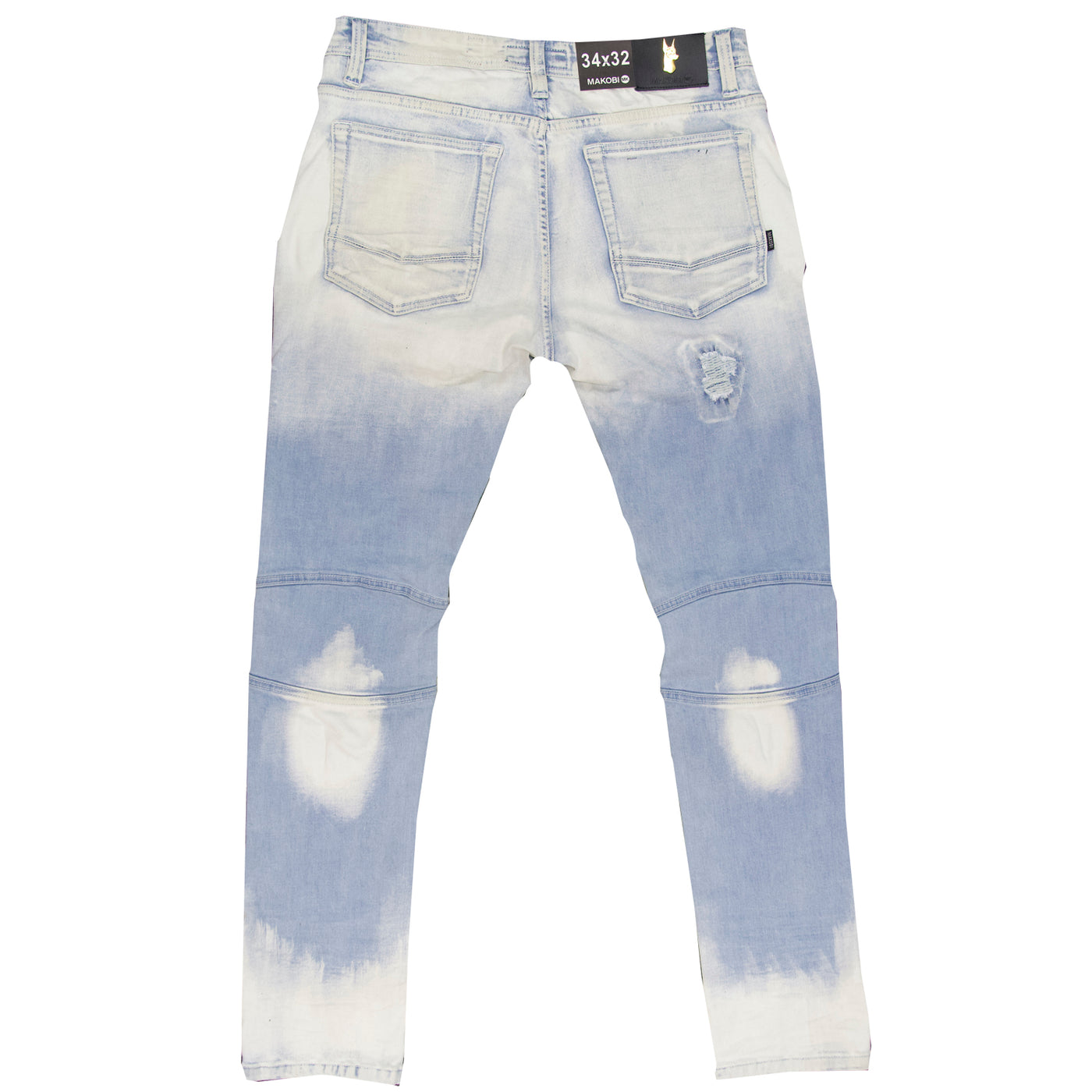 Makobi jeans! Macoby tie-dye light discount and dark blue biker jeans size 56 x 32!